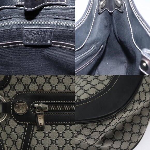CELINE Macadam Canvas Shoulder Bag Gray Silver Authentic - Picture 14 of 15